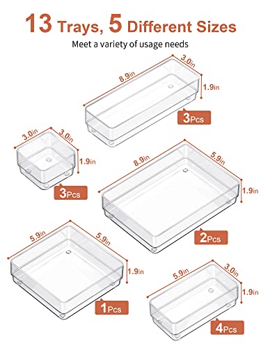 37-Piece Clear Drawer Organizer with Non-Slip Silicone Pads W9910