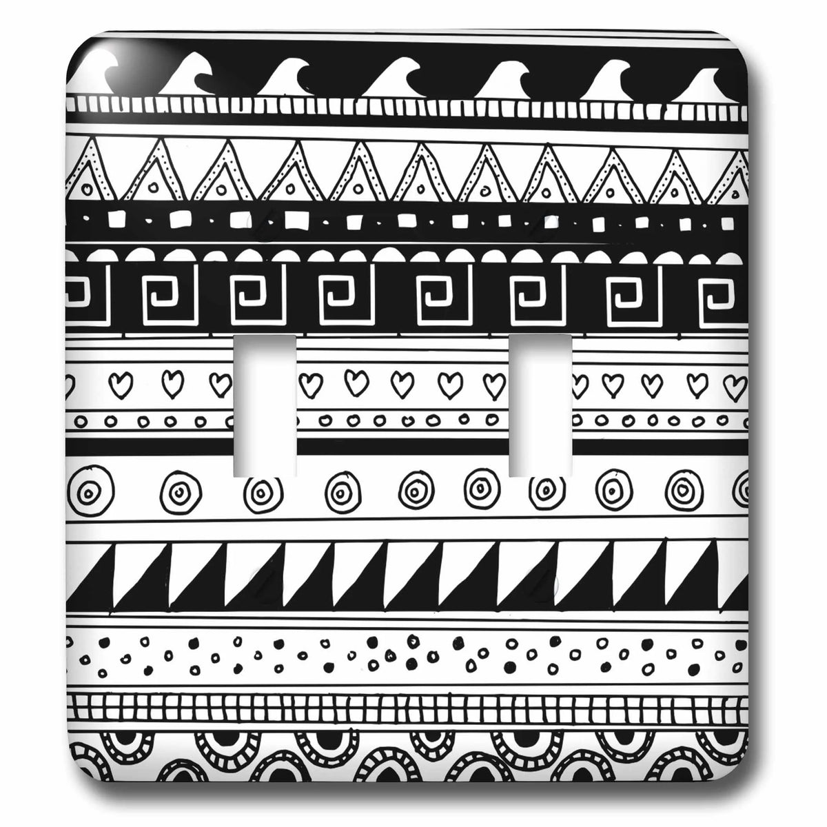 Black and White Tribal Pattern Double Toggle Switch R826083