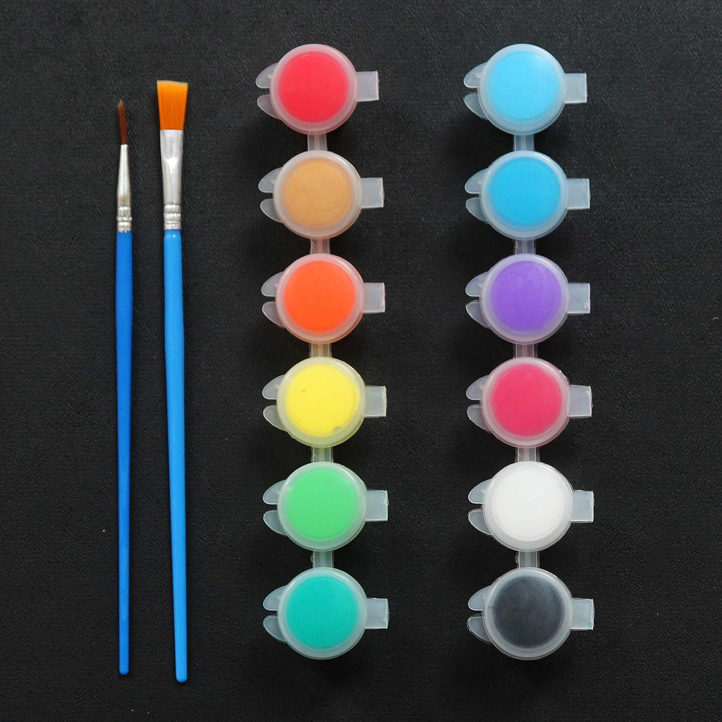 24 Pack Acrylic Paint Sets 12 Colors with 2 Brushes X3125
