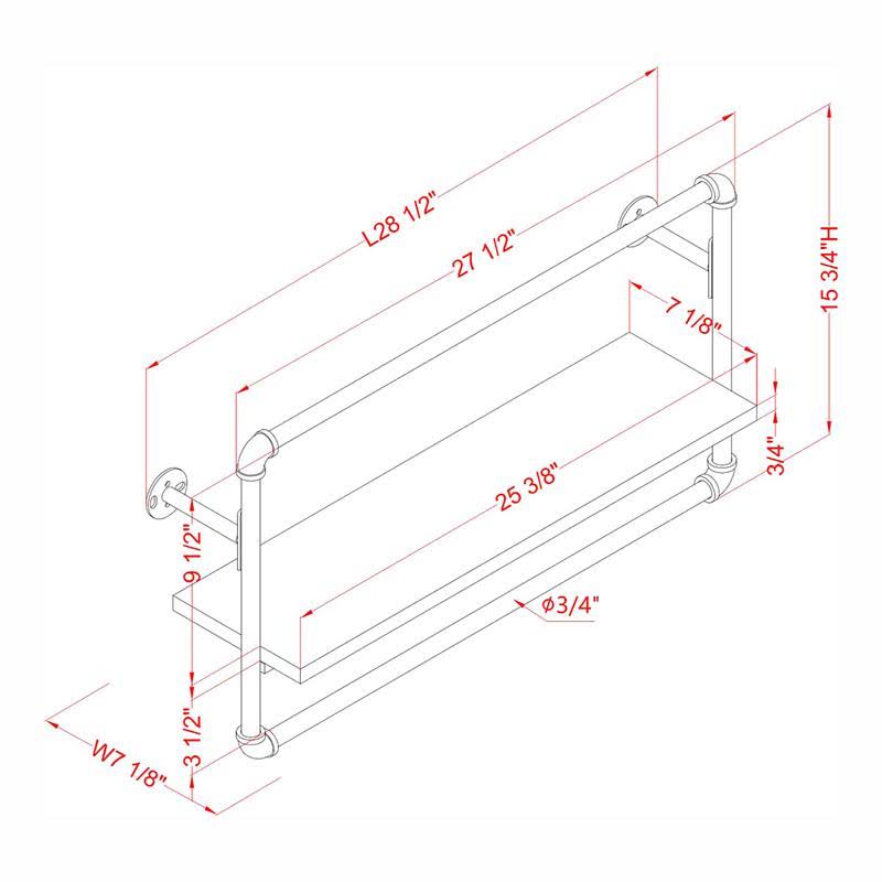 Sand Black Wood Wall Shelf H63511