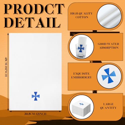 12 Pack Embroidered Cotton Linen Purificator 12 x 18 Inch H5222