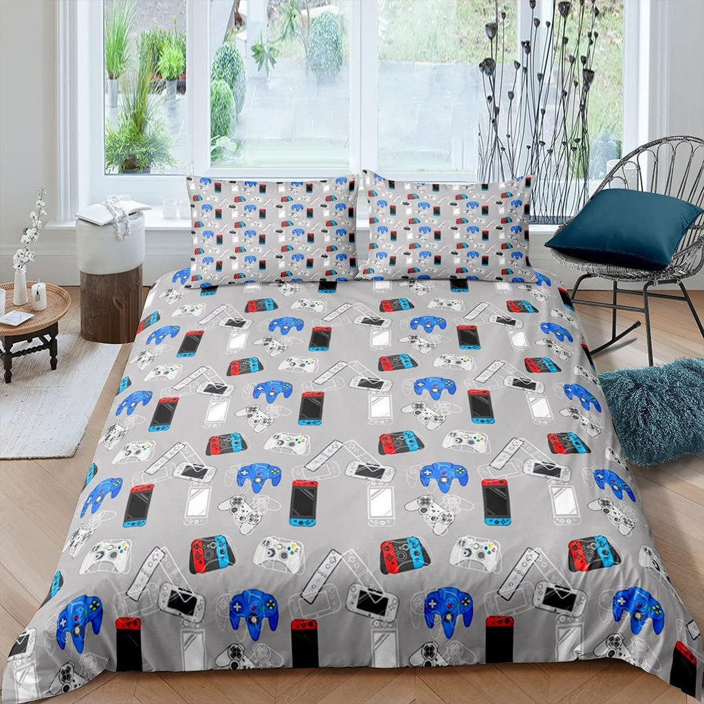 Black White Full Size Kids Football Comforter Cover Bedding Set V17602