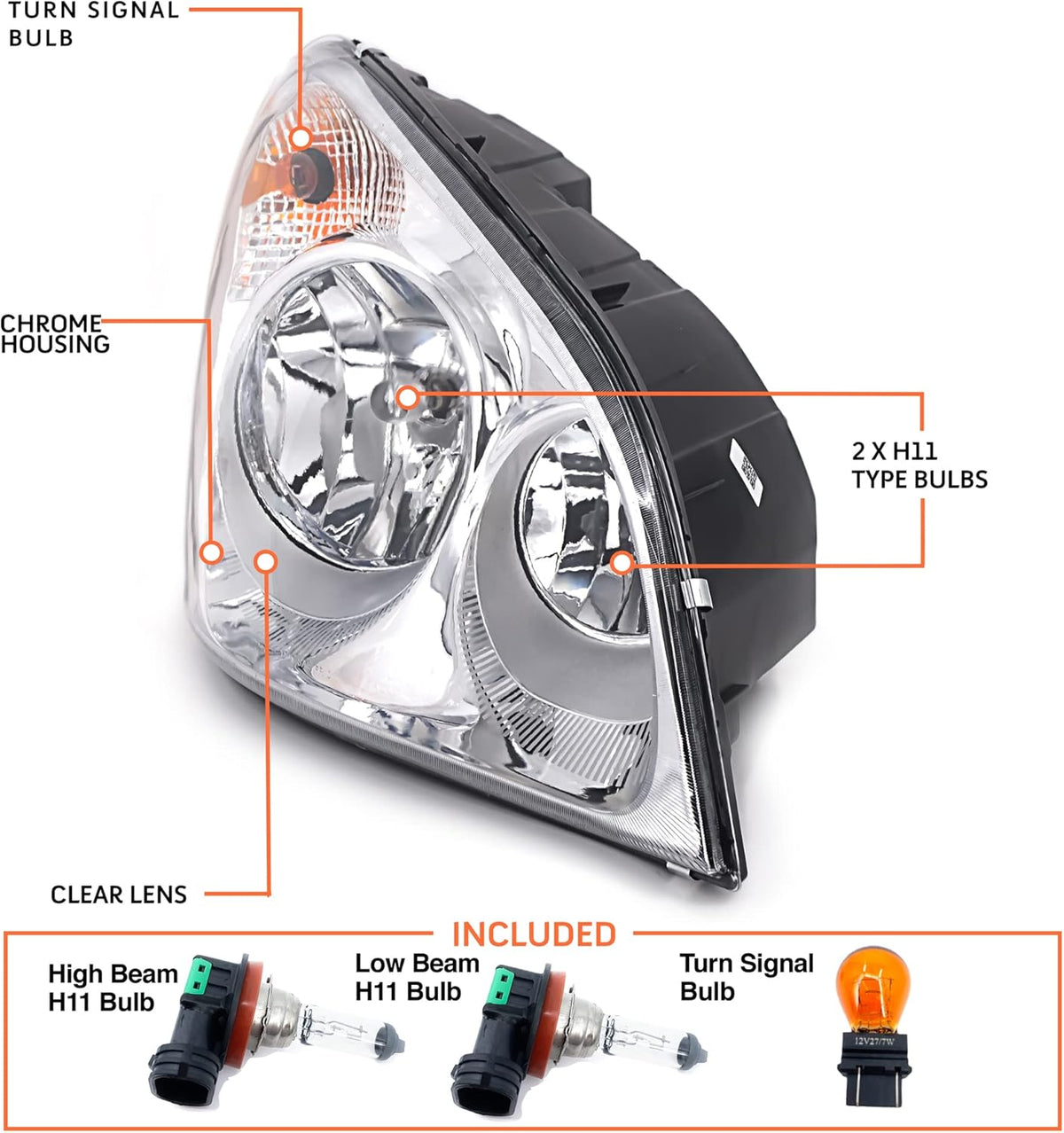 Headlight and Fog Light Lamp Set Left Right Side with Bulbs F885