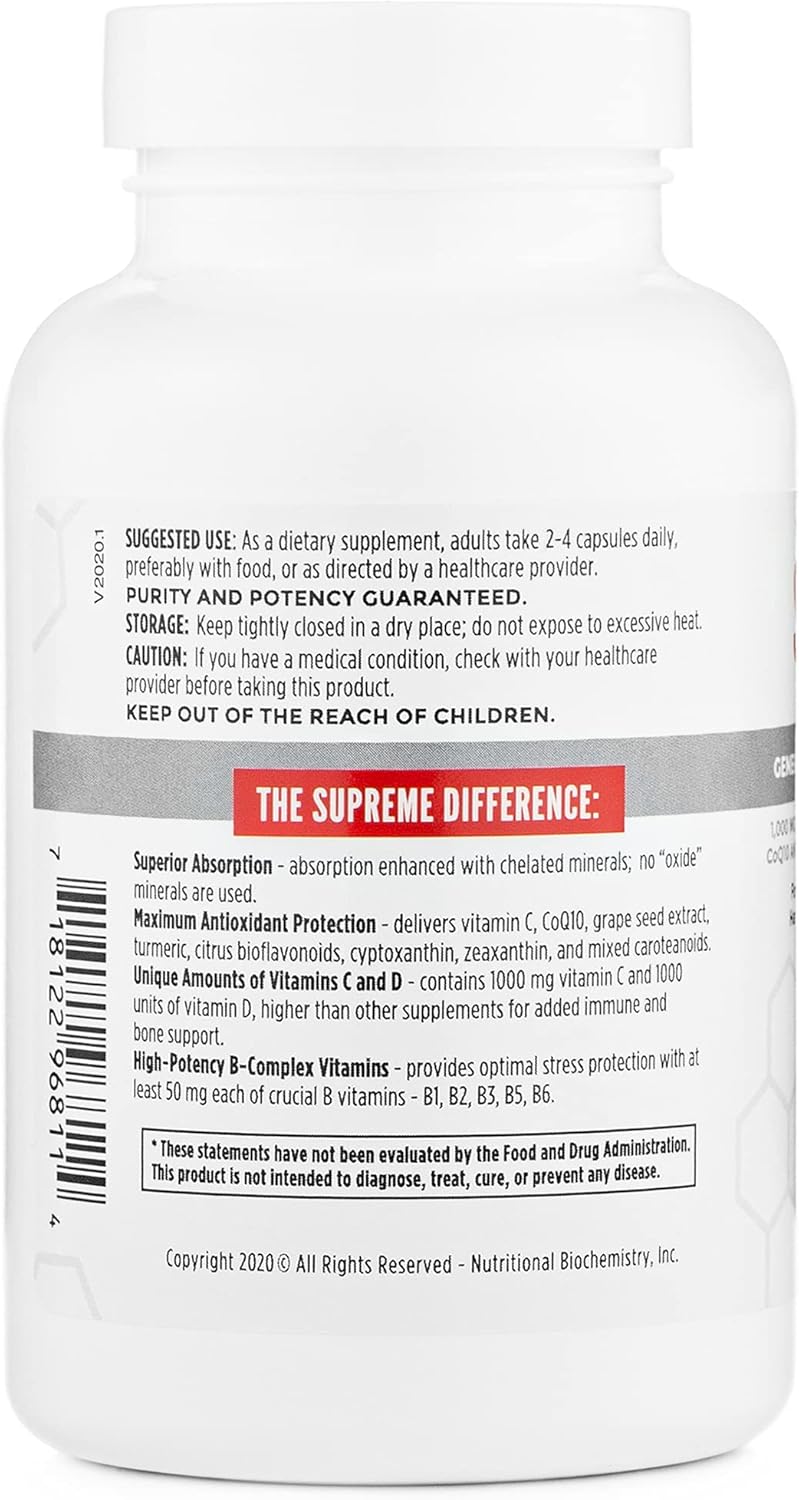 120ct Daily Multivitamin with Vitamin A, C, D, E, K, B6, B12 Multi Mineral Veggie Capsules D55385