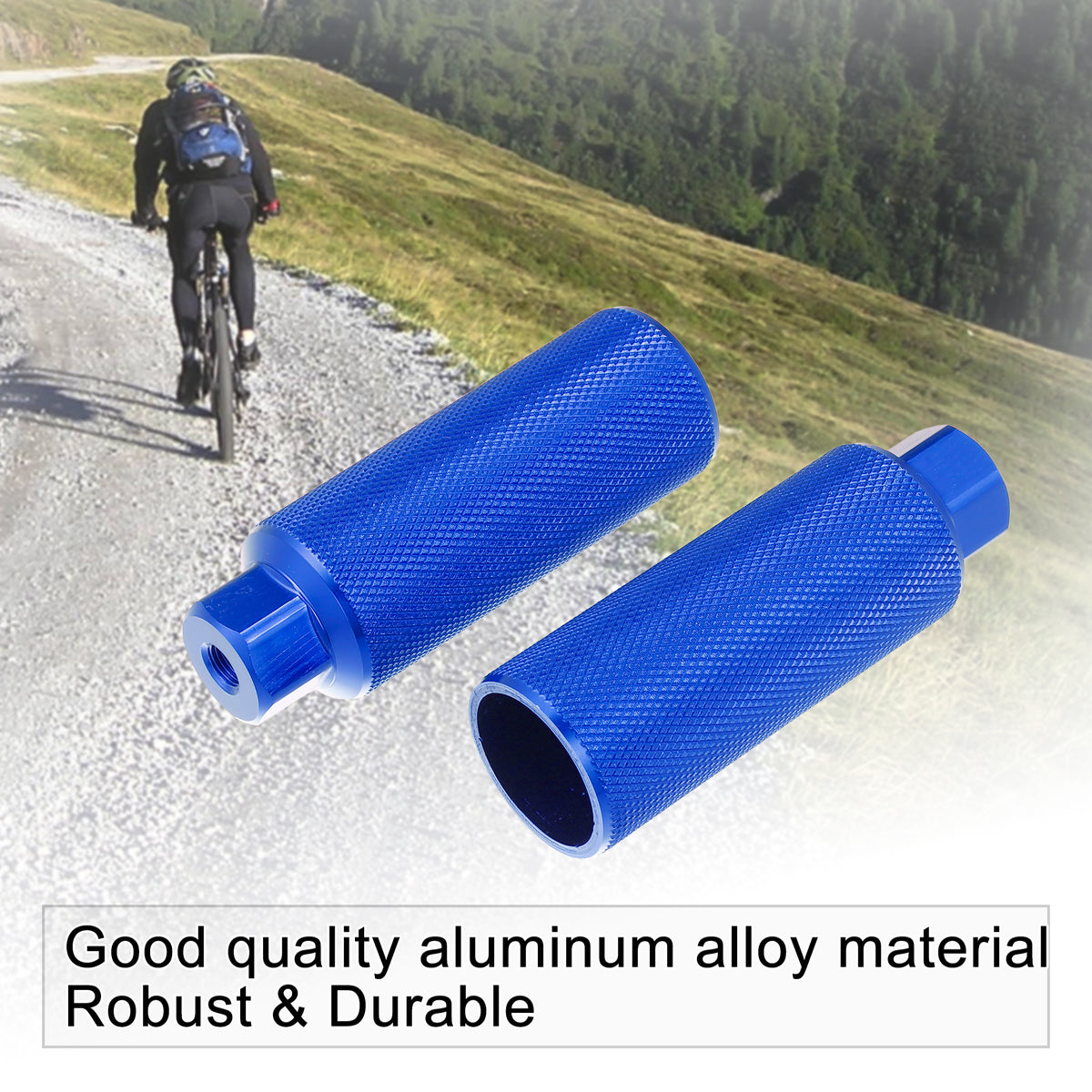 2 Pair Aluminum Alloy Bicycle Footrest Pegs Blue W8236