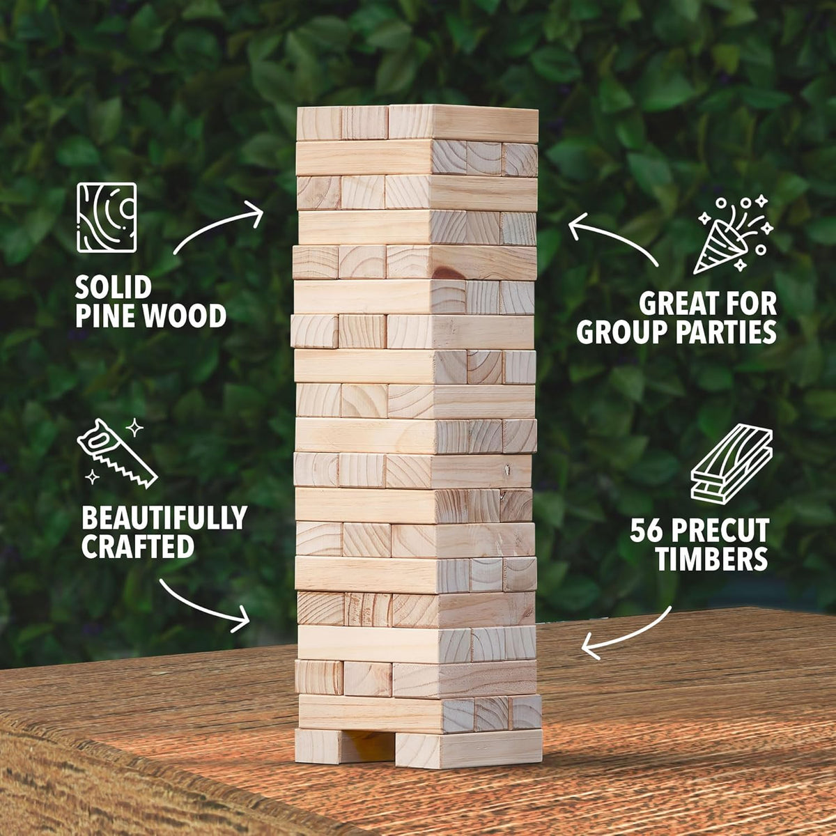 Natural Pine Wood Stacking Game with Storage Carrying Case E121