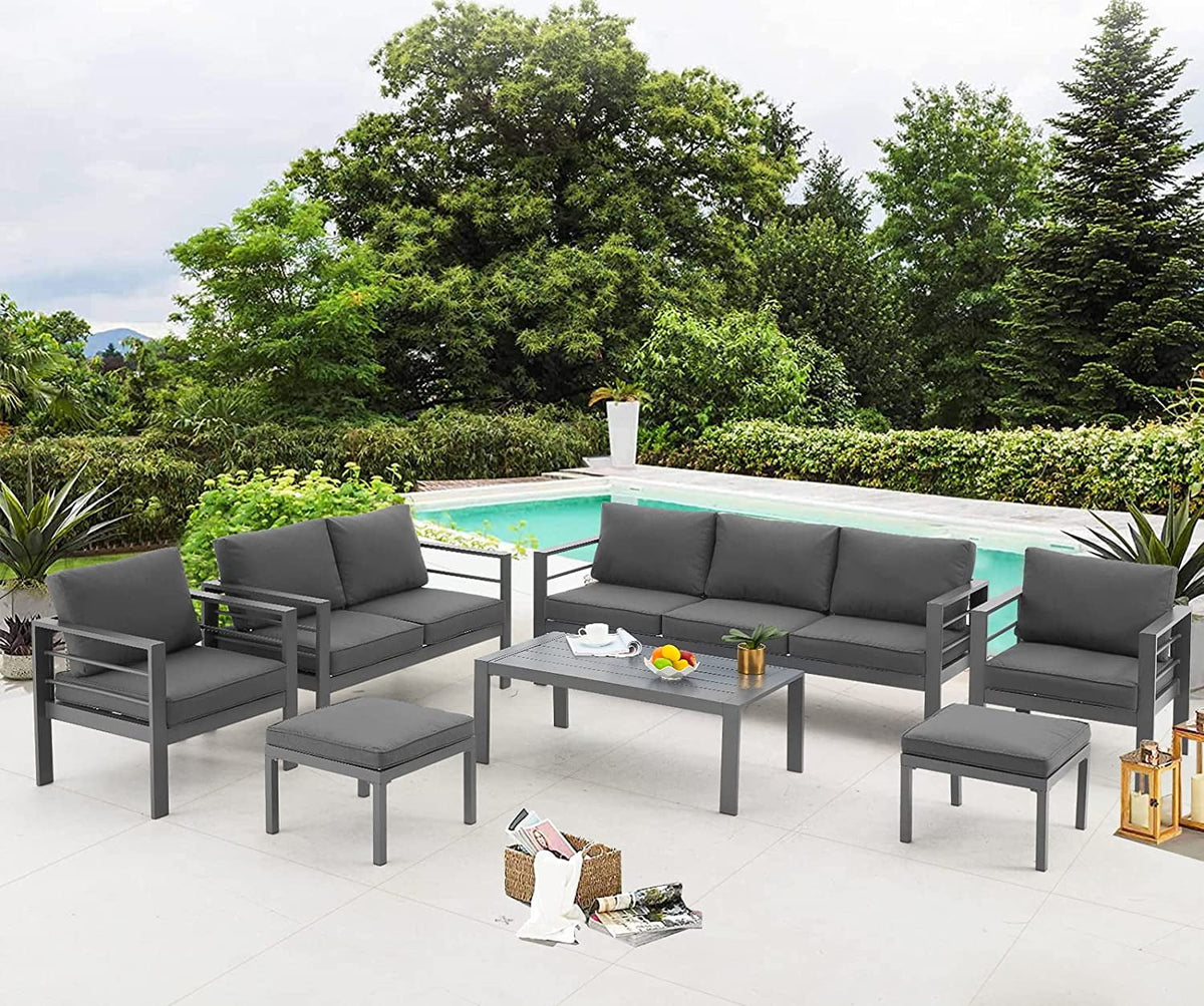 7 Pieces Aluminum Sectional Sofa Set B47271