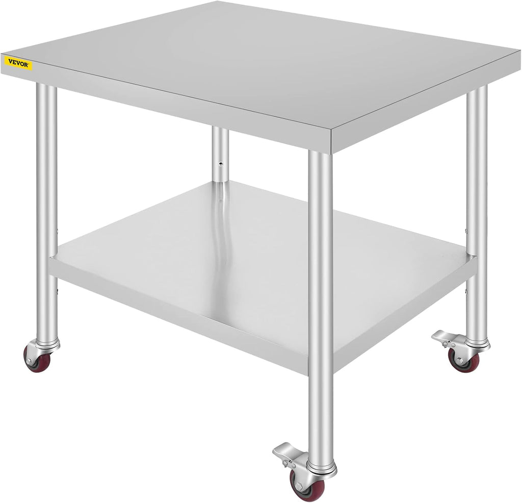 Stainless Steel Work Table with Wheels 24 x 30 x 32 Inch N30780