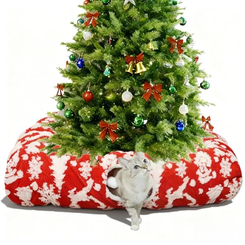 Christmas Cat Tunnel Bed with Warm Mat H1923