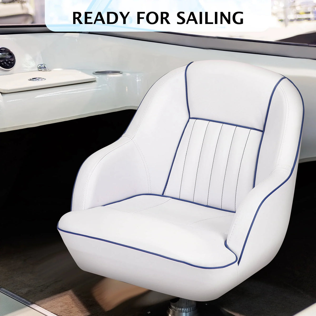White Navy Blue Boat Seat E296