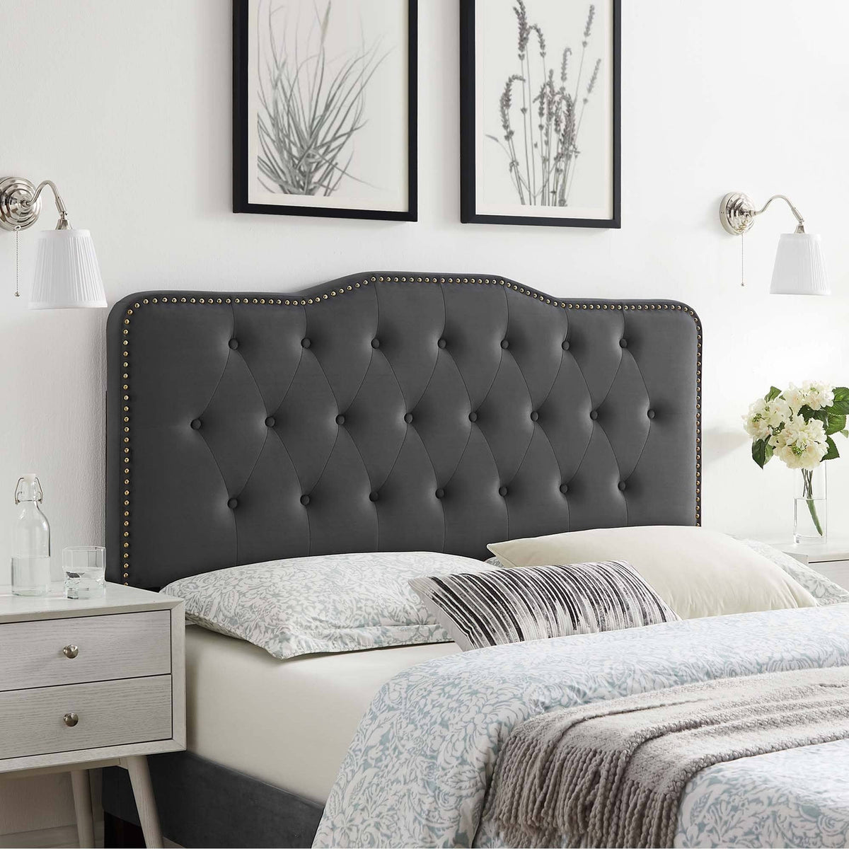 Pink Tufted Velvet Full/Queen Headboard A916582