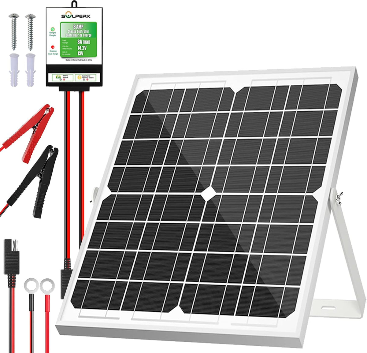 20W 12V Solar Panel Kit with Controller and Adjustable Mount Bracket N105