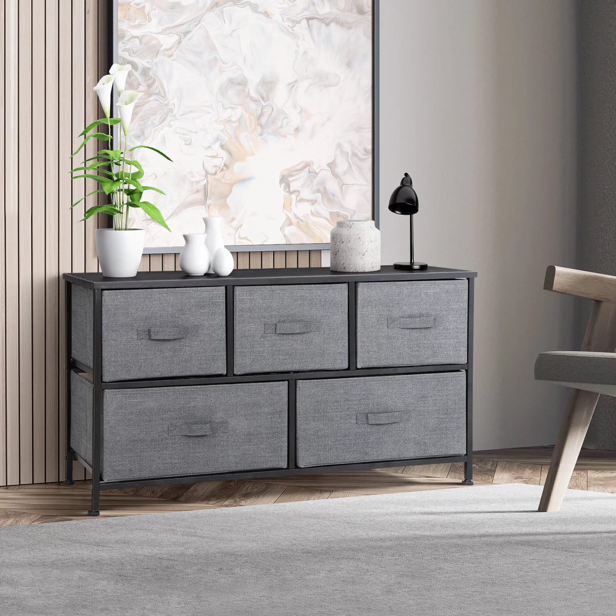 2 Tiers Steel Frame Wide Dresser Storage Tower W906