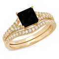 18k Yellow Gold Black Onyx Princess Cut Ring Z1873