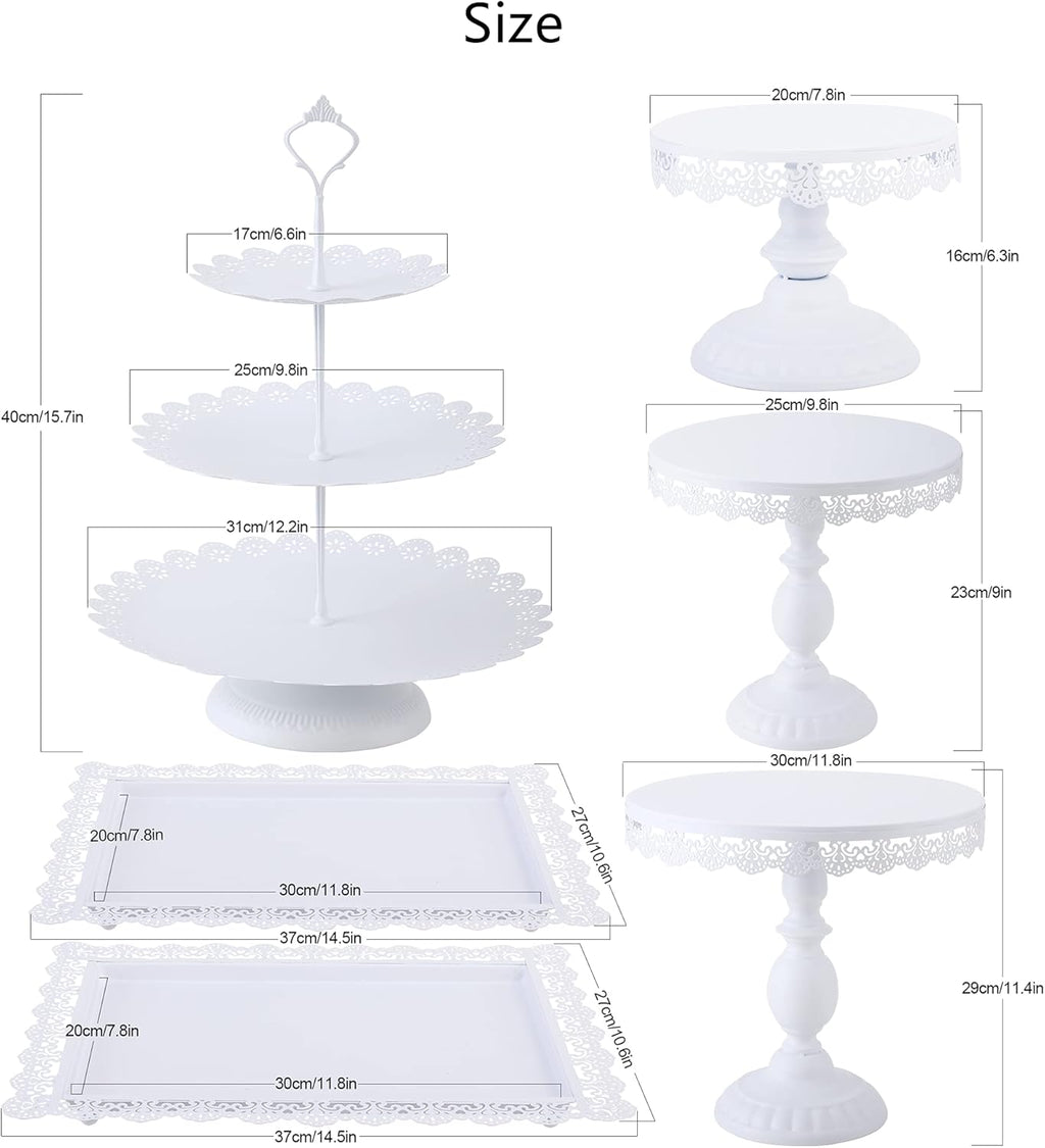 6 Pcs Metal Cake Stands Set Matte White U493