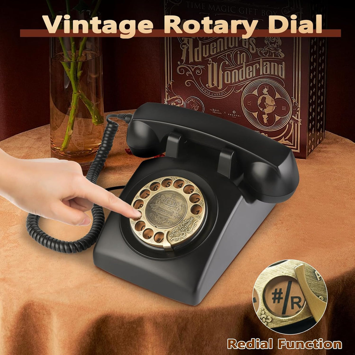 Retro Rotary Landline Phones with Mechanical Ringer Vintage Corded Phones H3766