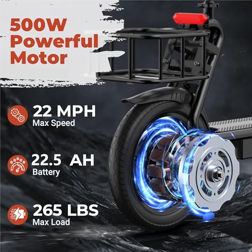 Electric Scooter with Seat, 500W Motor, 14'' Tires, Foldable S4944