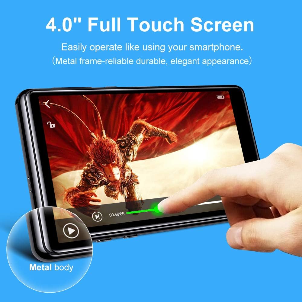16GB Bluetooth MP3 Player with Touchscreen, FM Radio, Micro SD Slot, Headphones + Case, Pack of 2 S300