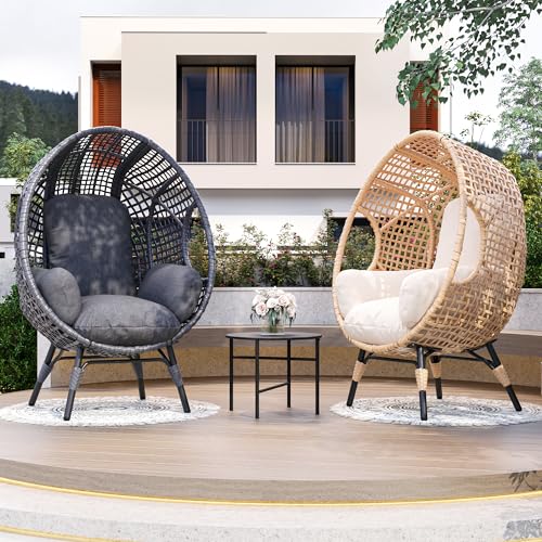 Oversized Wicker Egg Chair with Cushion 500lbs Capacity U606907
