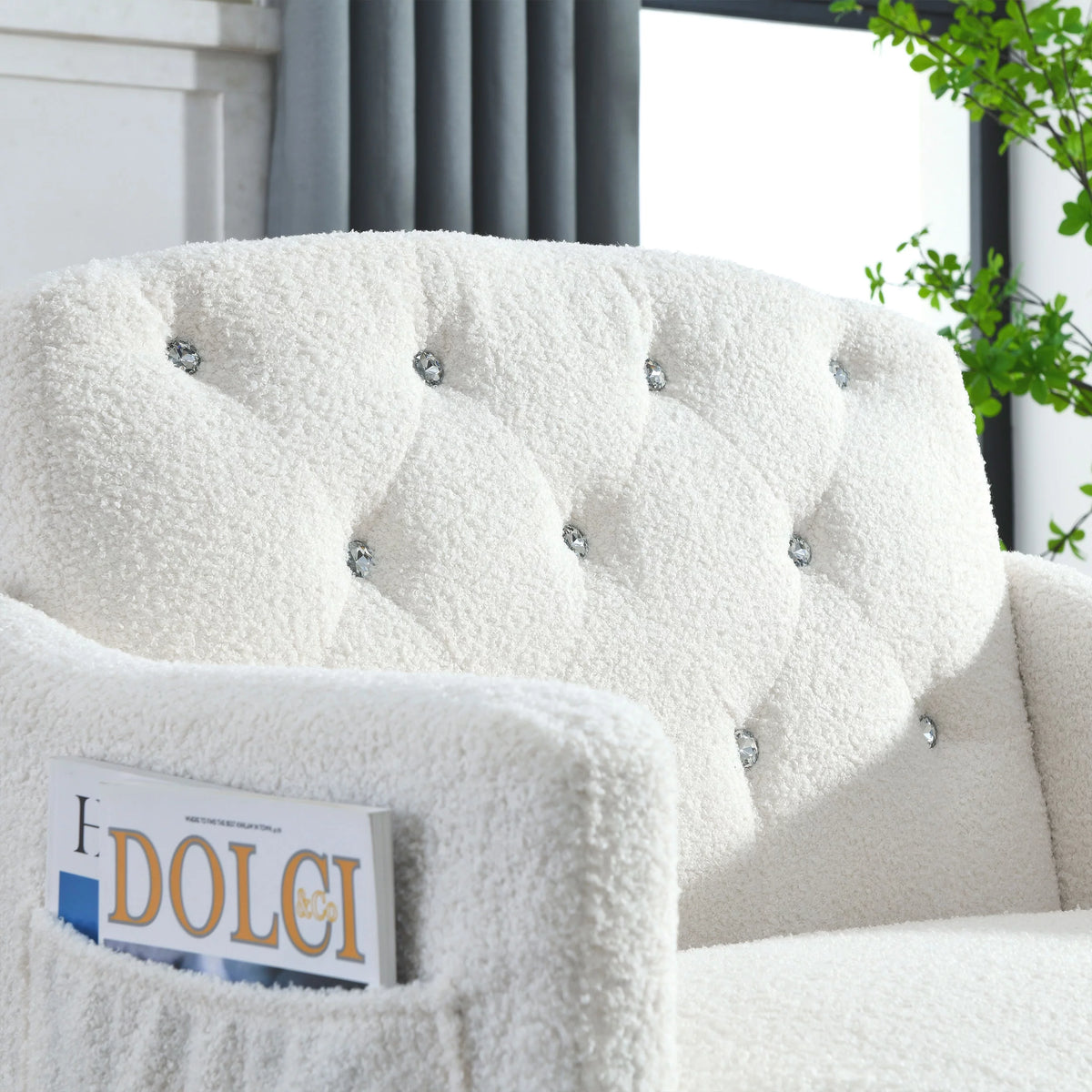 White Tufted Upholstered Armchair N650441