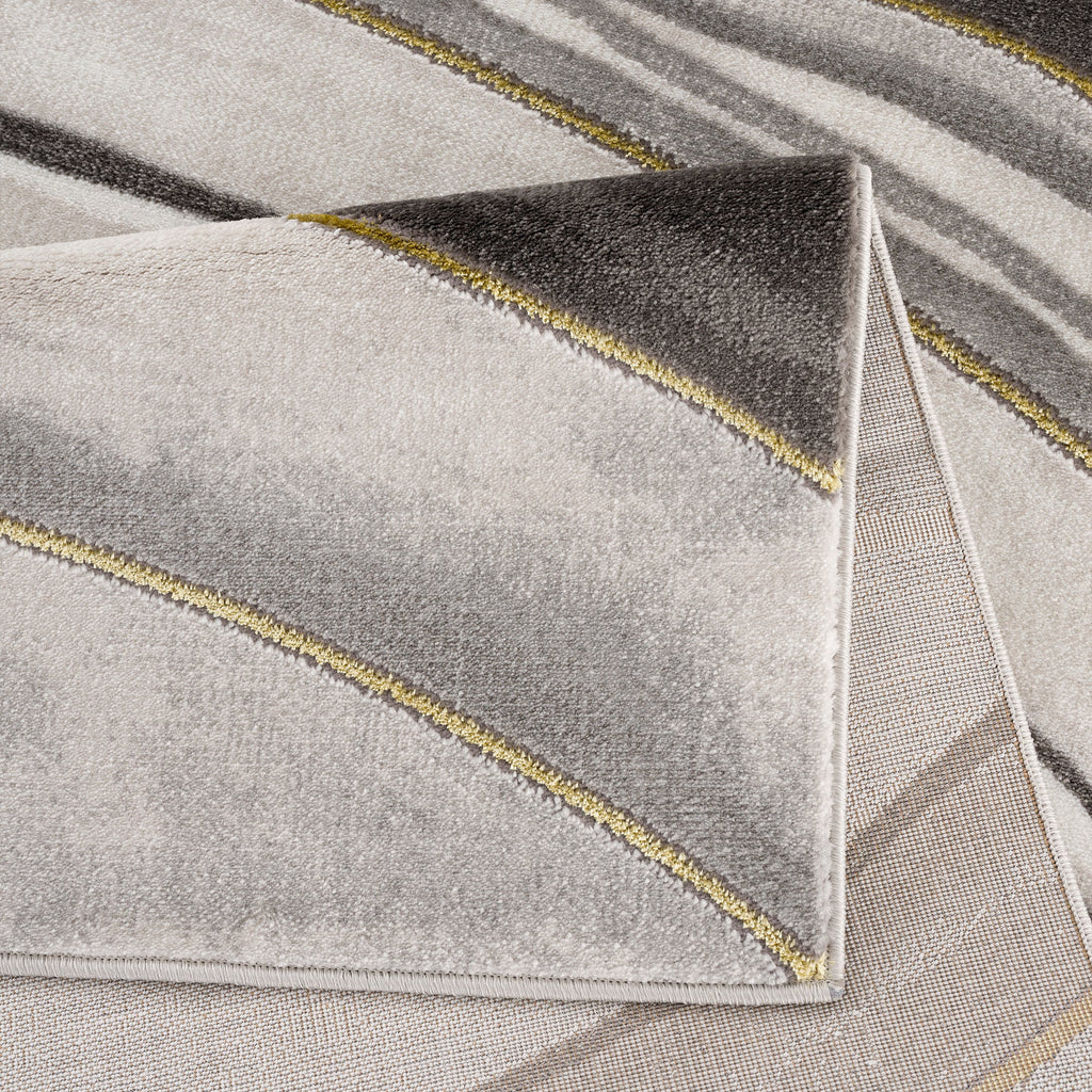 Gold Grey Ivory Abstract Geometric Area Rug Z785149