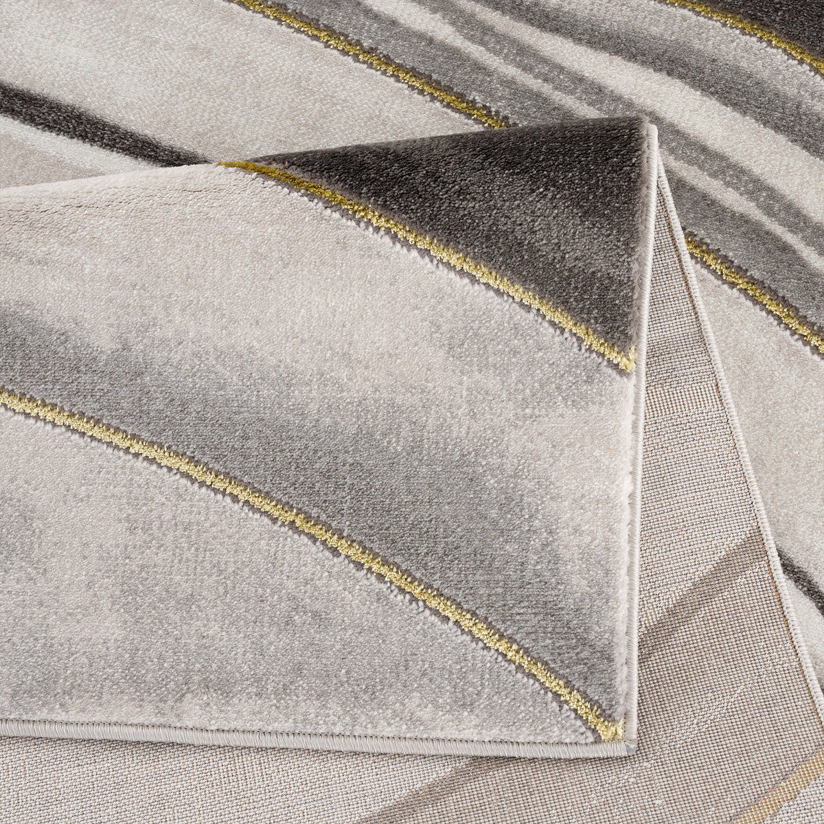 Gold Grey Ivory Abstract Geometric Area Rug Z785149