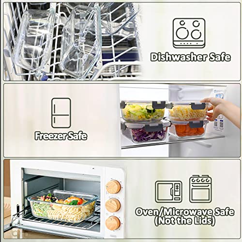 10-Pack 22 Oz Glass Meal Prep Containers with lids Y9141