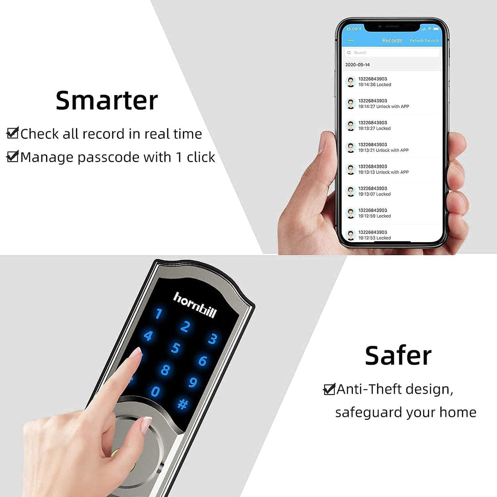 Smart Locks Deadbolt with Keypad, Bluetooth Electronic Touchscreen Auto Code Lock P6973