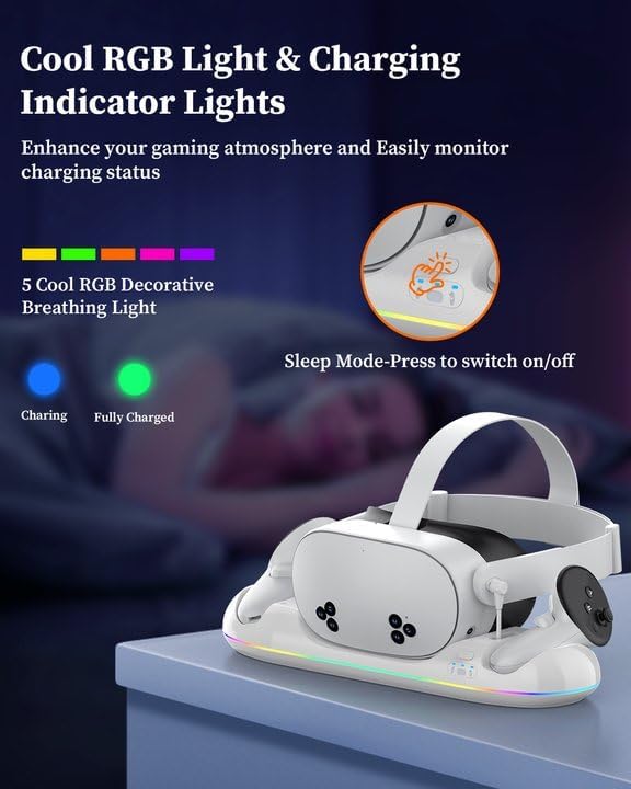 20W Magnetic Charging Station for VR Headset & Controllers with 2X2100mAh Batteries O374026