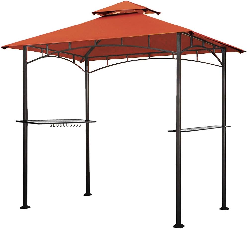 5x8 Grill Gazebo with Double Tier Canopy and Steel Frame Z3842