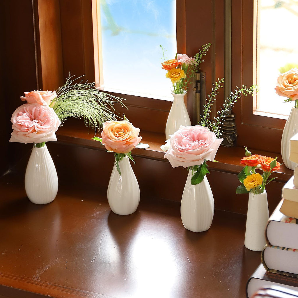 Mini Ceramic Vase Set of 10 White C30506