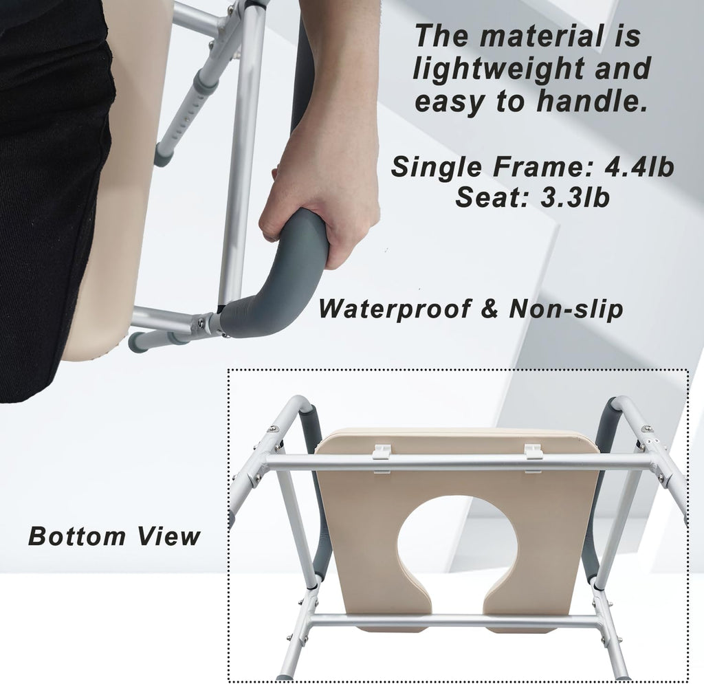 Raised Toilet Seat with Arms and U Shape Soft Cushion 400lbs 25.4in Width Height Adjustable O66912