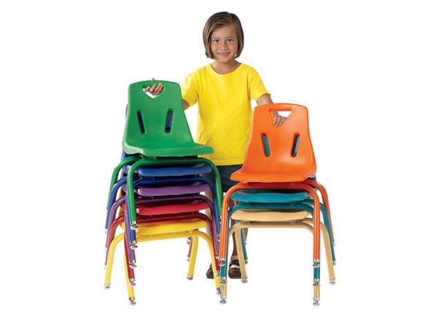 Green Stacking Chairs with Powder-Coated Legs, Set of 6 L8449