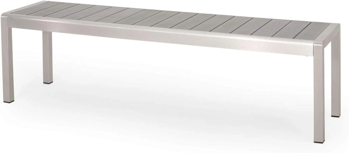 Aluminum Dining Bench with Faux Wood Seat G121313