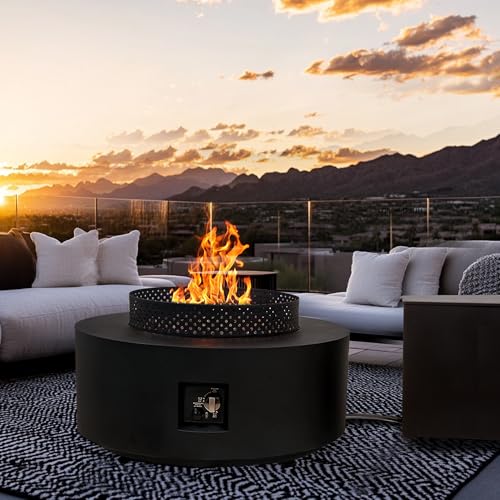 32 Inch 3-Piece Propane Fire Pit Table 65,000 BTU with Tank Side Table and Baking Sheet E7583