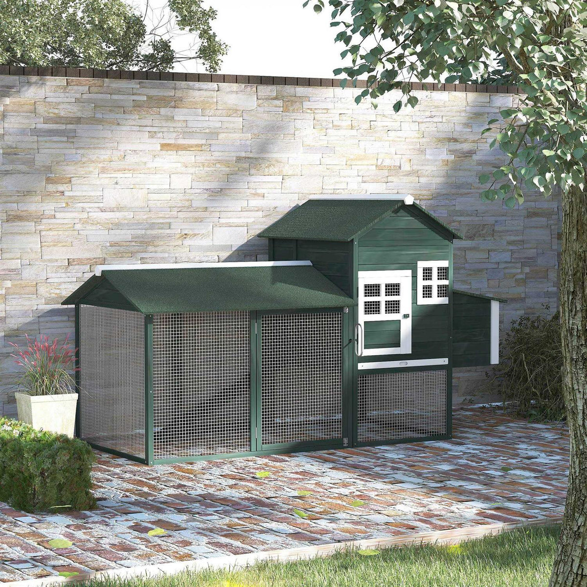 Wooden Chicken Coop with Run Nesting Box E4487