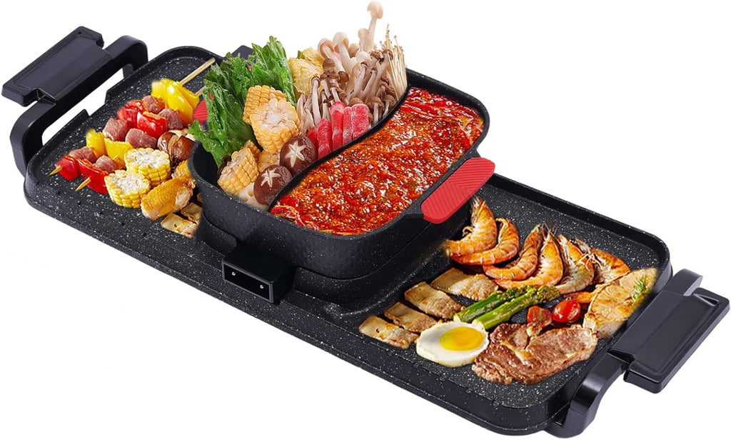 2 in 1 Smokeless Indoor Non-Stick Electric Grill Hot Pot H421763