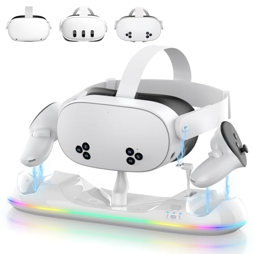 20W Magnetic Charging Station for VR Headset & Controllers with 2X2100mAh Batteries O374026