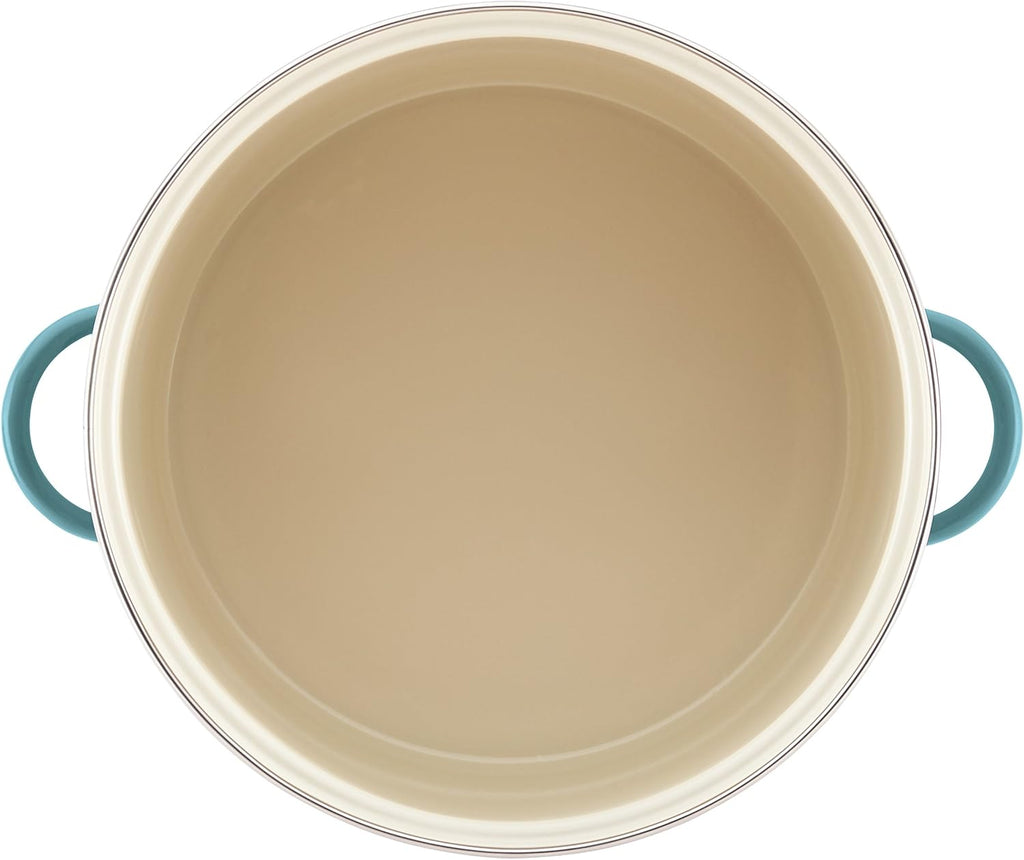 16 Quart Aqua Blue Enamel on Steel Stockpot with Lid A297