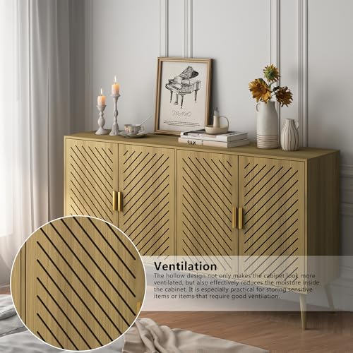 Walnut Wood Sideboard Cabinet with 4 Doors O14212