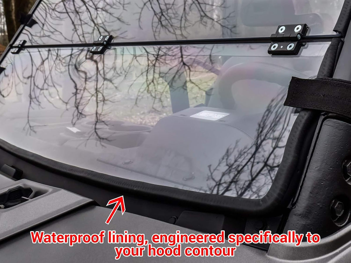 Non-Scratch Resistant Flip/Fold Down 2-in-1 Windshield for Polaris Ranger XP 900 / XP 900 Crew, 1/4 Thick Polycarbonate Q7122