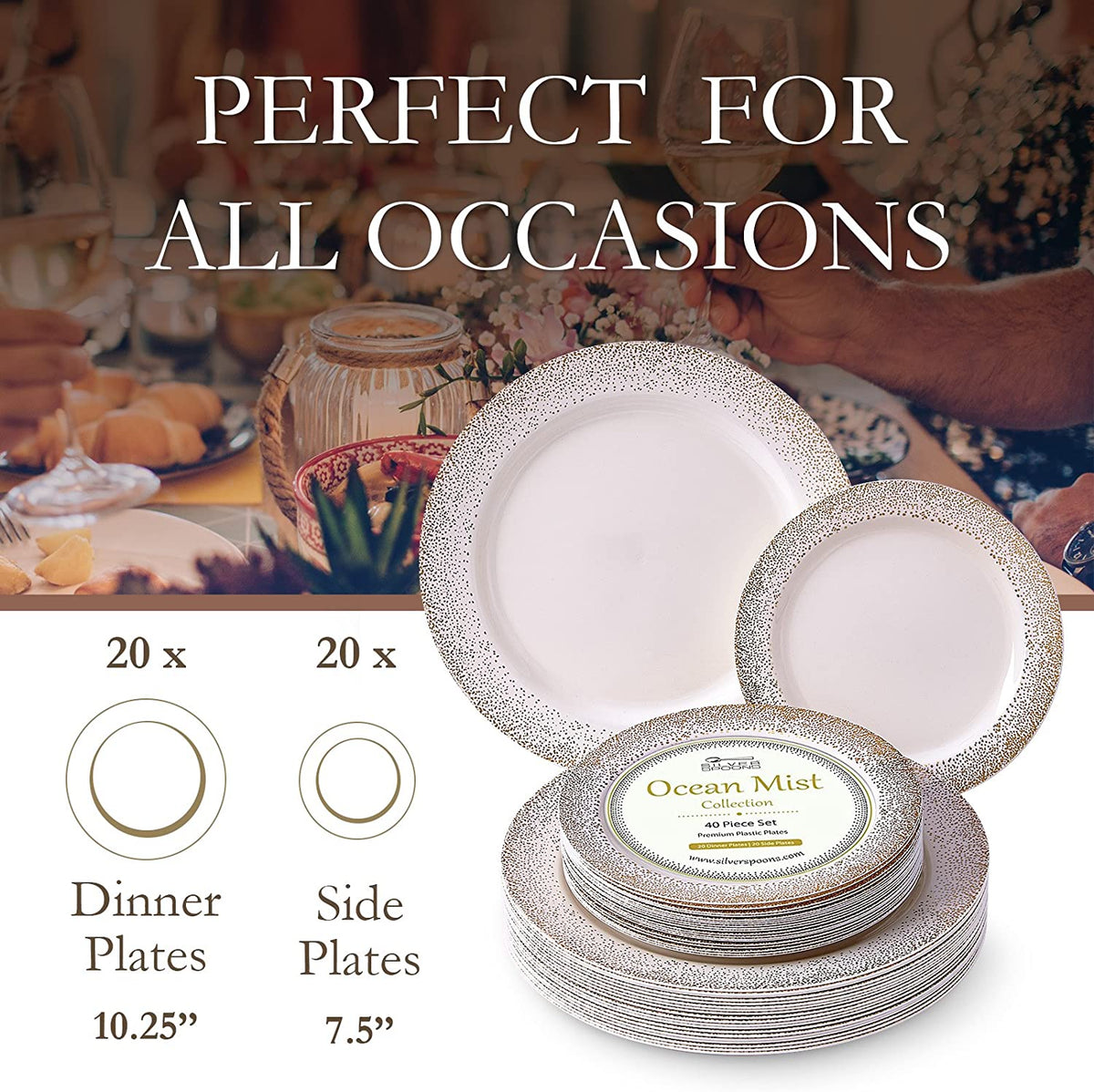 40 PC Disposable Dinnerware Set, 120 Servings, Ivory/Gold X319682