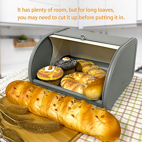 Metal Bread Box with Roll Top Lid C156