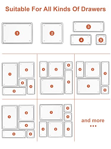 37-Piece Clear Drawer Organizer with Non-Slip Silicone Pads W9910