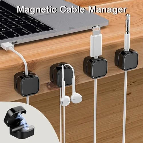 12 Pack Black Self Adhesive Magnetic Cable Clips Cord Organizer W4785