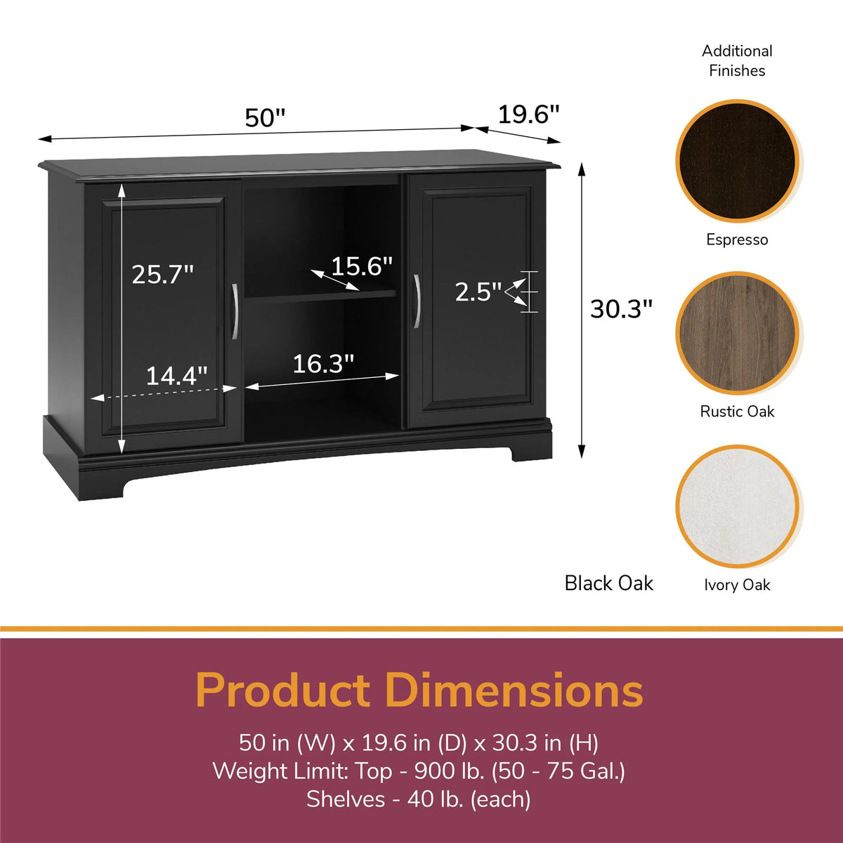 Ivory Oak 50 - 75 Gallon Aquarium Stand N564