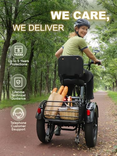 Folding Electric Tricycle 1000W 48V 15AH 18''×4'' Fat Tire 3 Wheel 450lbs Load V5618