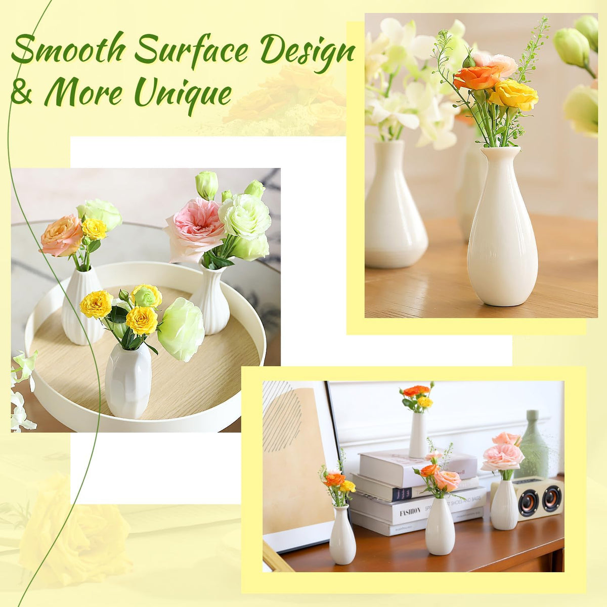 Mini Ceramic Vase Set of 10 White C30506