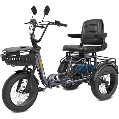 Folding Electric Tricycle 1000W 48V 15AH 18''×4'' Fat Tire 3 Wheel 450lbs Load V5618