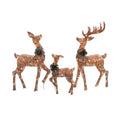 Set of 3 Light-Up Rattan-Look Deer with 210 Clear Incandescent Lights X553